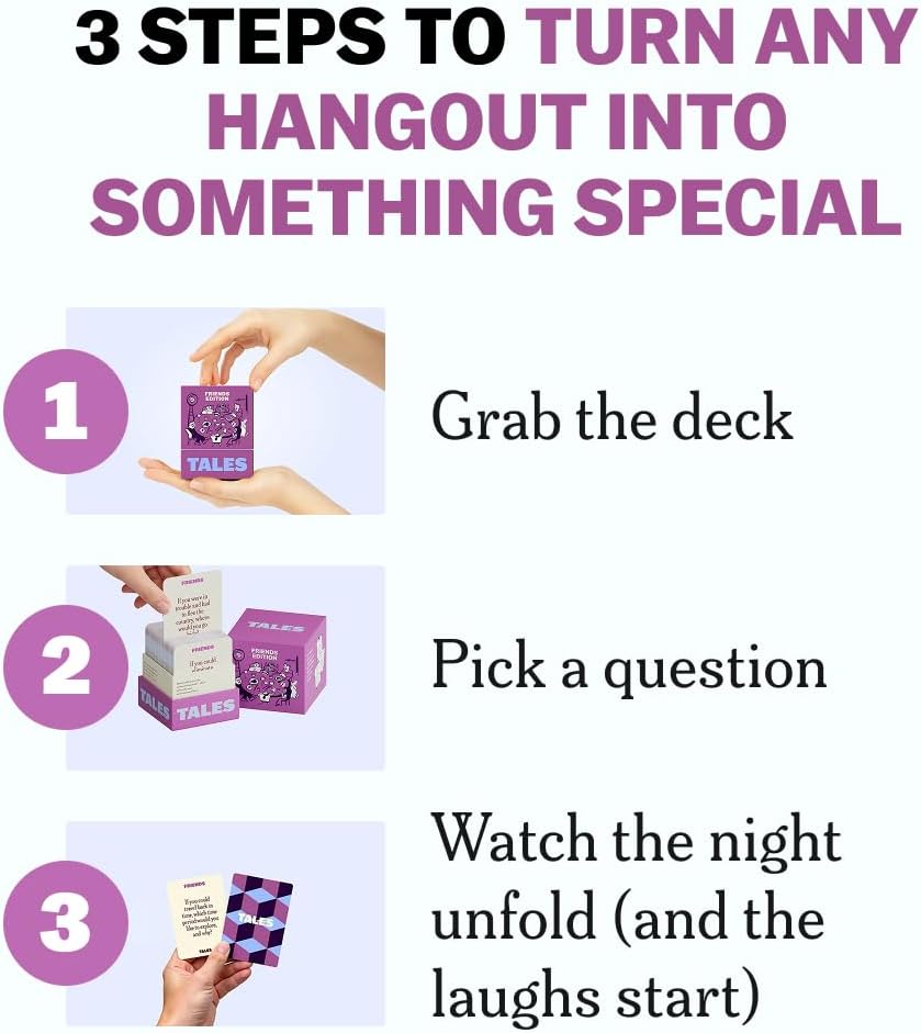 TALES 150 Conversation Cards, Friends Edition, Fun Friend Games for Adults, Teens, Kids, Perfect for Parties, Game Nights, Gifts & Gatherings, Conversations with Friends, Meaningful Connections