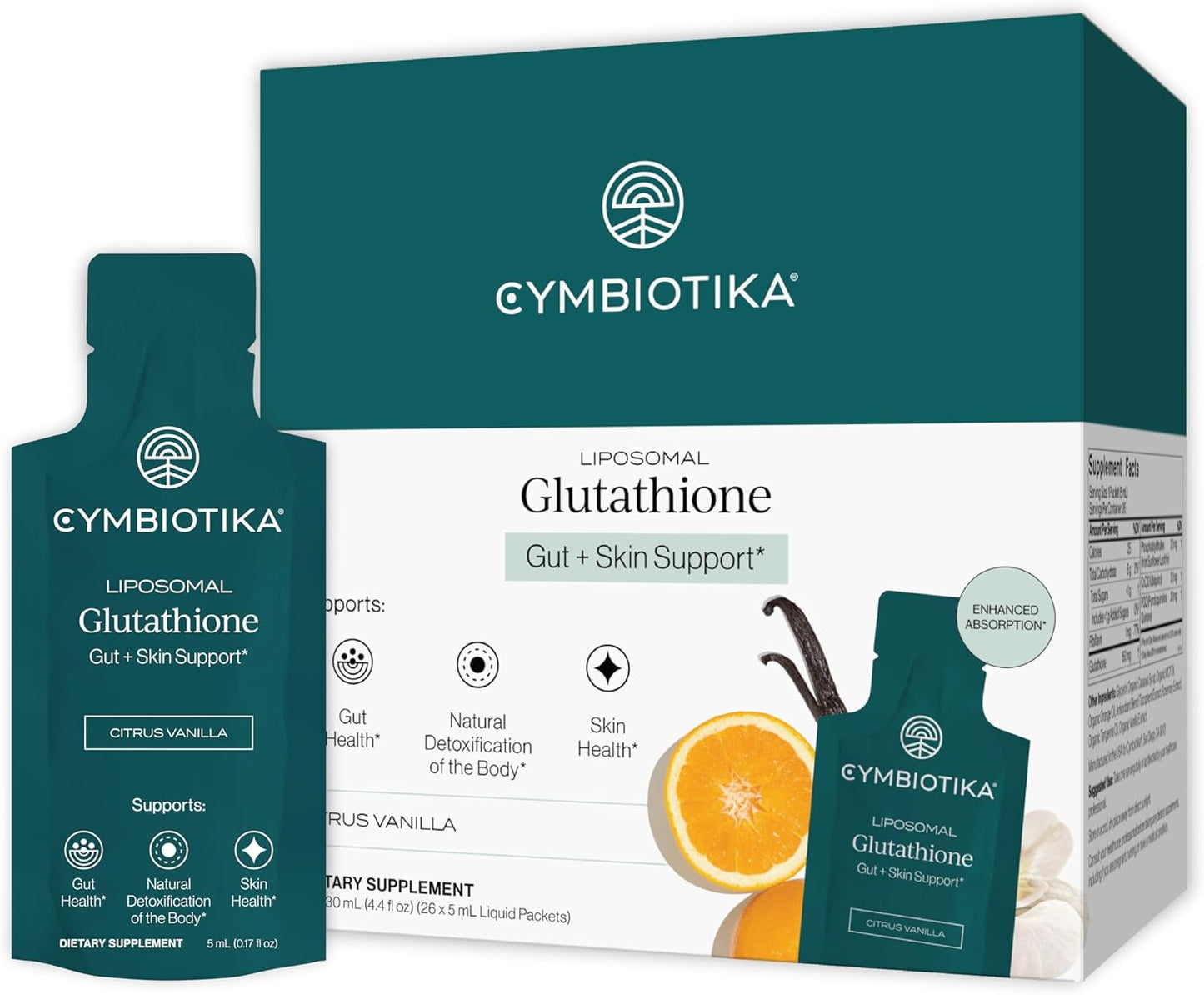 CYMBIOTIKA Liposomal Glutathione Supplement – PQQ, CoQ10 & Antioxidants for Detox, Brain, Energy, Immune Support – Advanced Absorption for Cellular Health & Longevity, Citrus Vanilla, 1 Month Supply