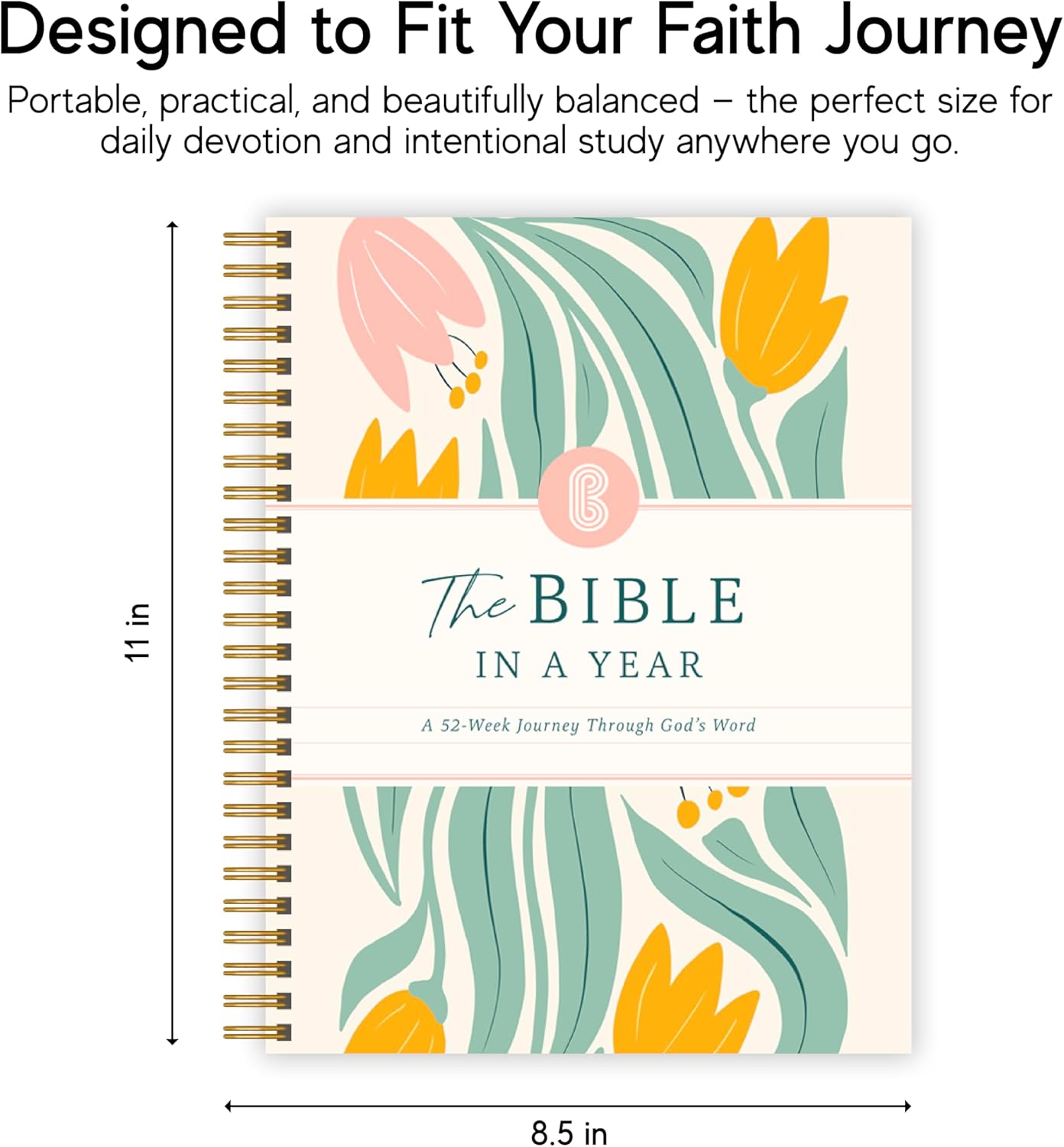 Official Spiral Bible® The Bible in a Year | 52 Week Guided Bible Study & Daily Reading Plan | Spiritual Companion & Journal for Adults & Teens | 8.5" x 11" Notebook