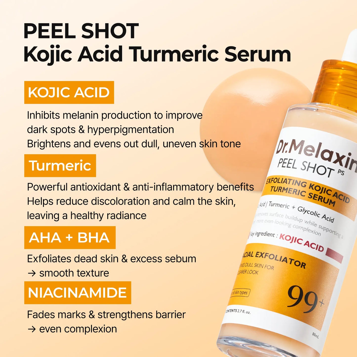 Kojic Acid Turmeric Amber Face & Body Care Set, Dark Spot & Pigmentation Care for Uneven Skin Tone