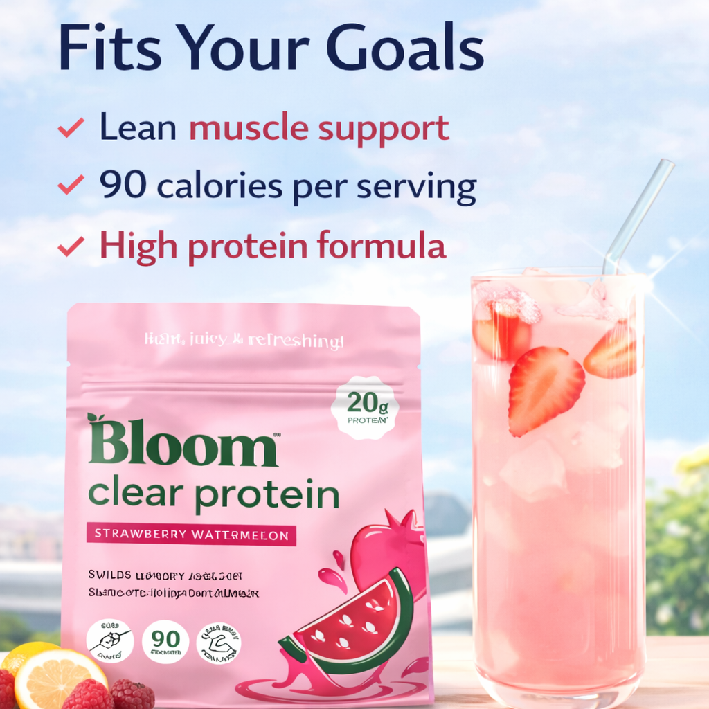 Bloom Nutrition Clear Protein - Clear Whey + Collagen Protein Blend | 20g Protein, 90 Calories, 0g Sugar, Light & uct Refreshing Fruity Drink | Protein for Women
